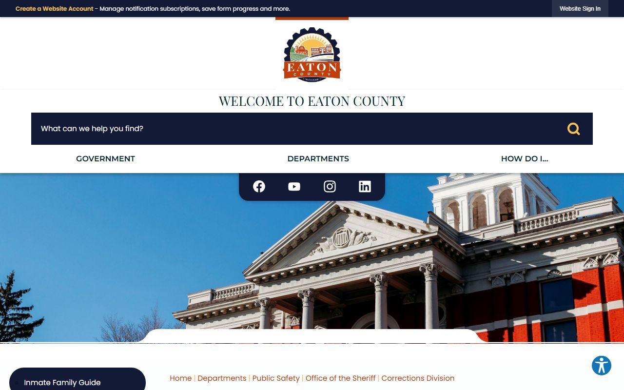 Eaton County inmate and jail corrections division page
