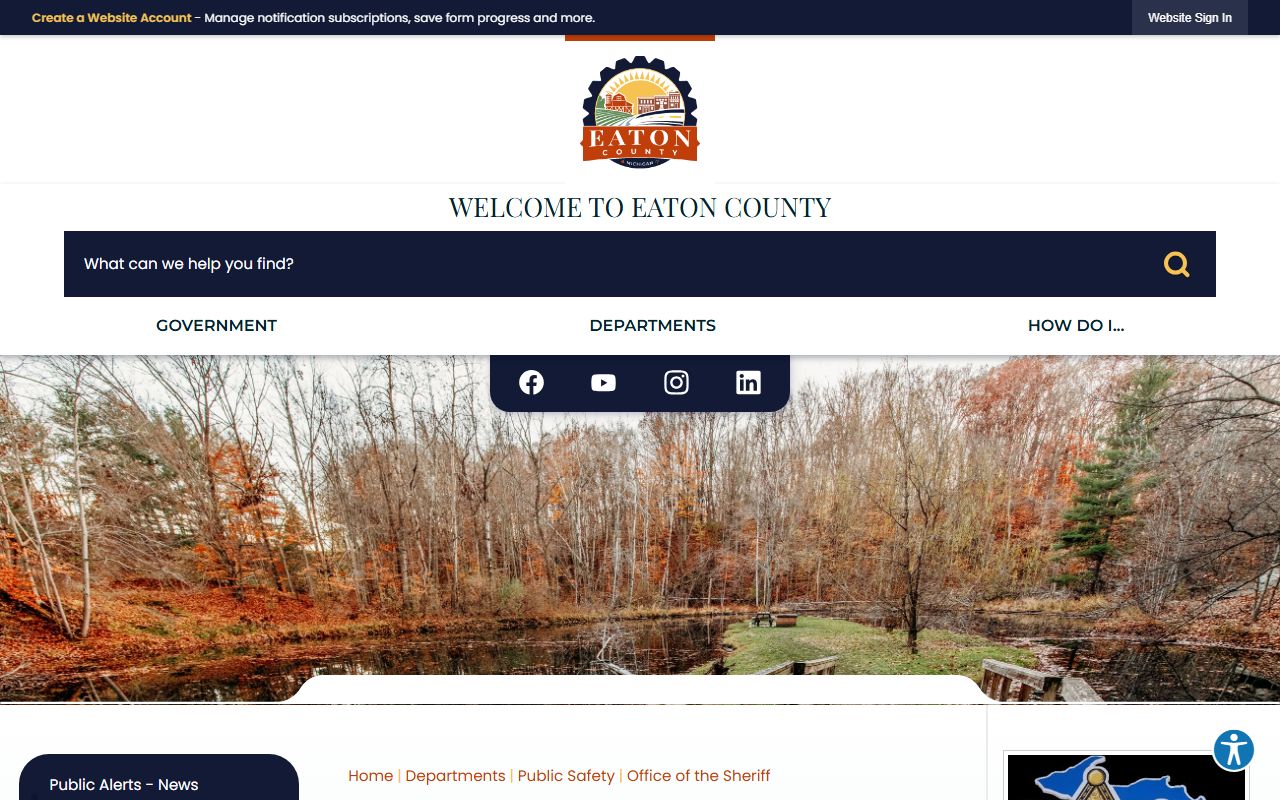 Eaton County inmate and jail sheriff's office page