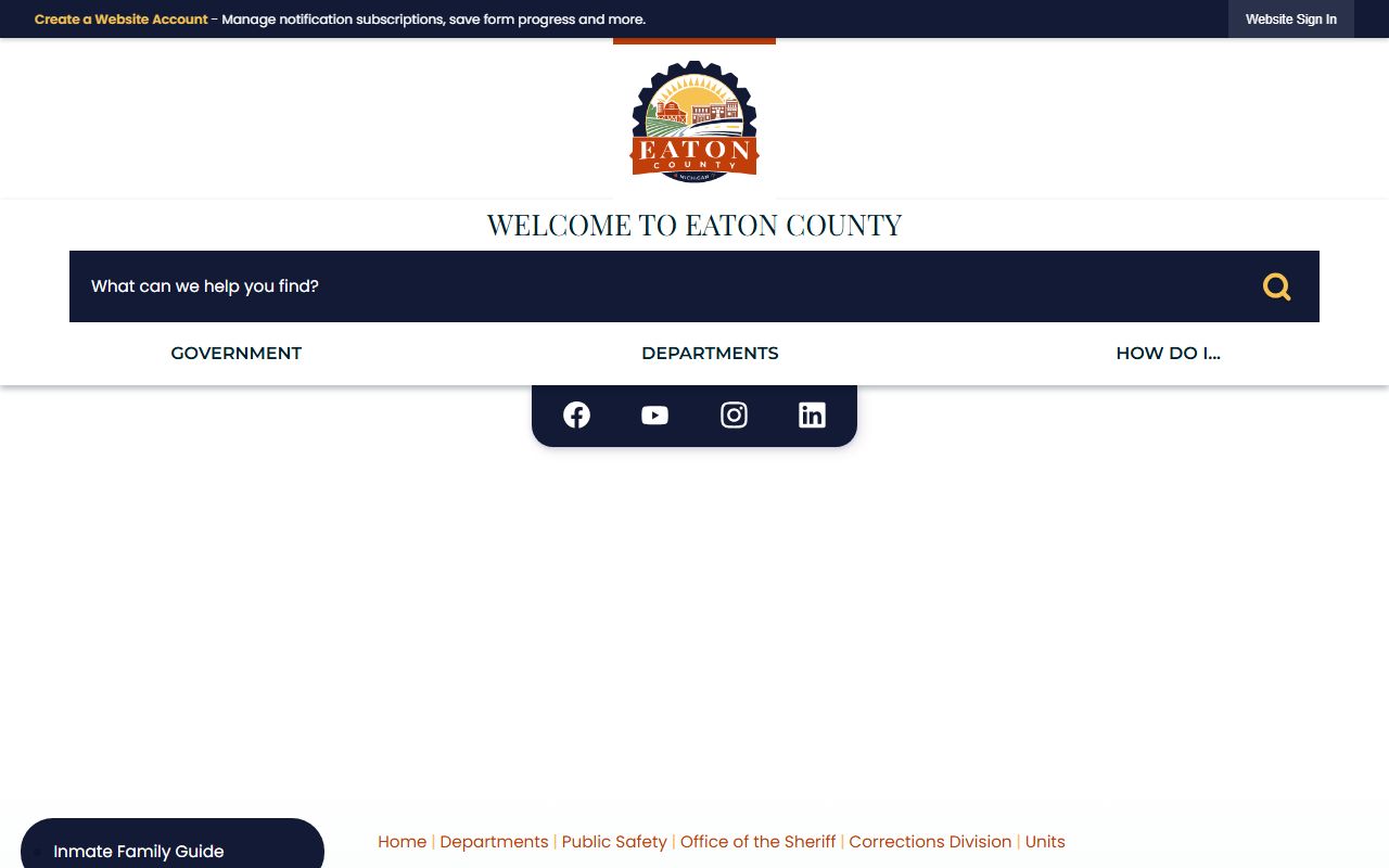 Eaton County inmate and jail sheriff's office units page