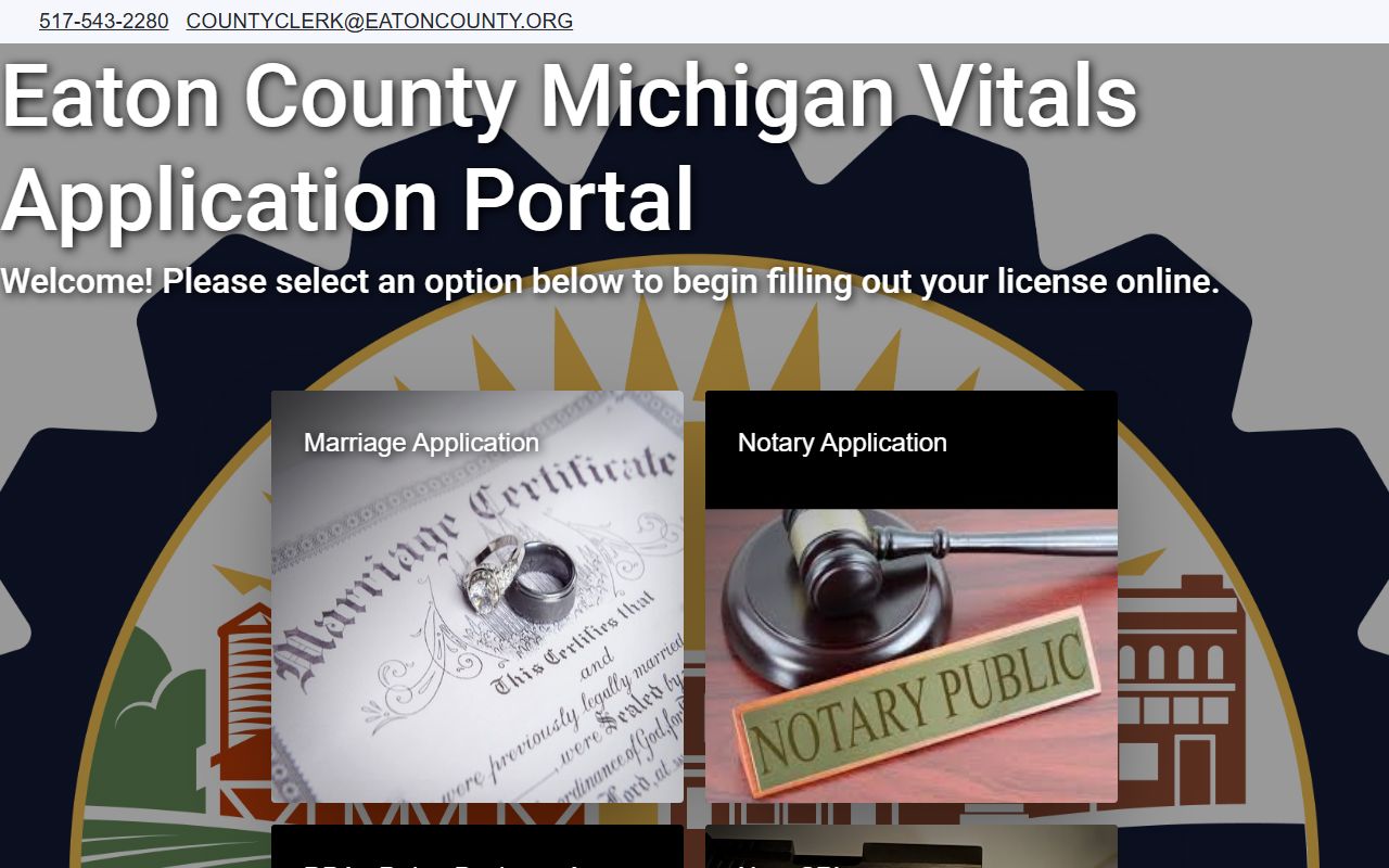 Eaton County marriage records online application portal