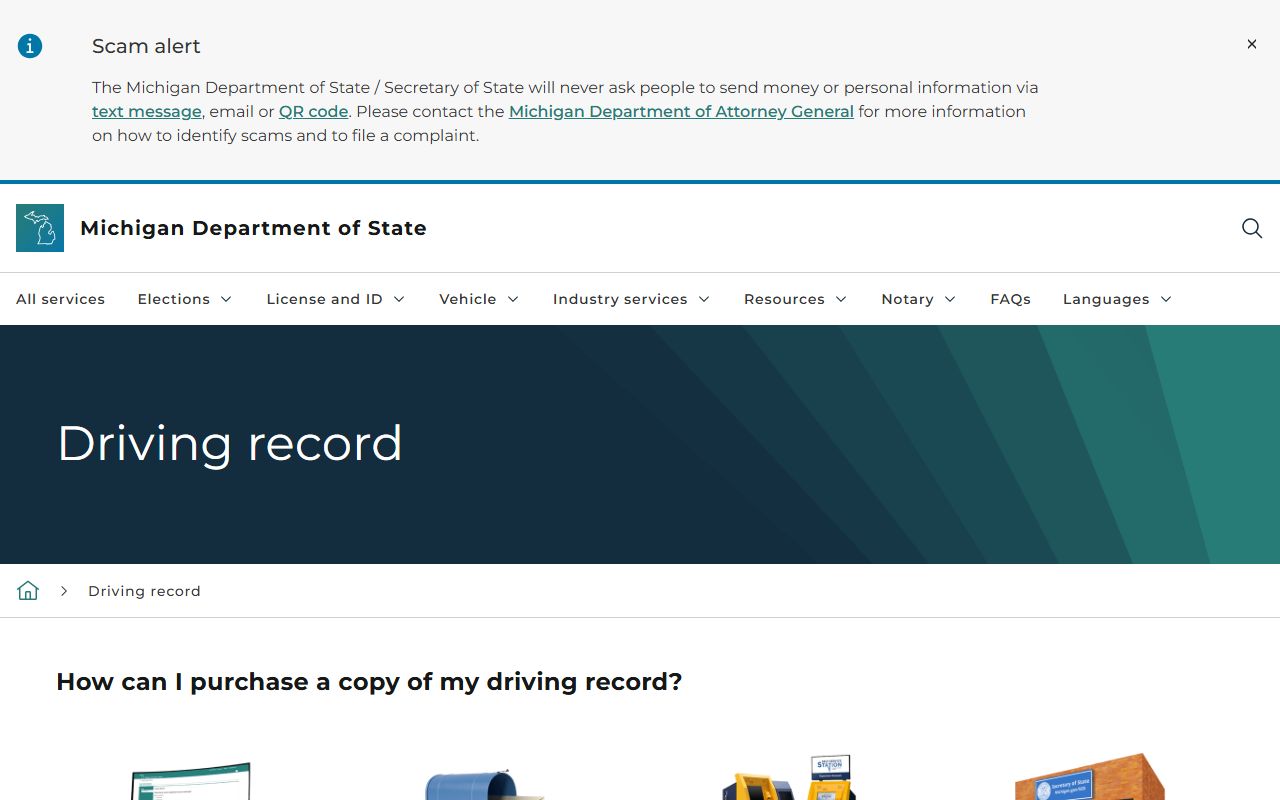 Eaton County traffic court records Michigan Secretary of State driving record page