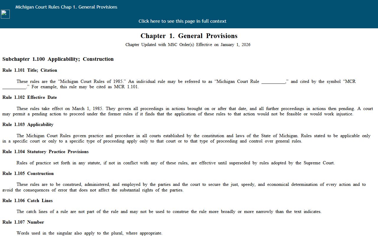 Eaton County Court records Michigan Court Rule 1